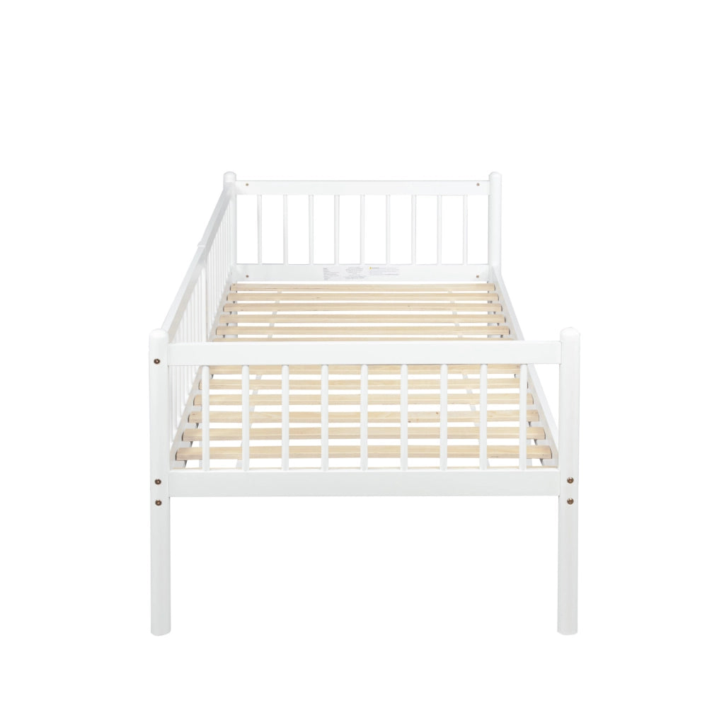Letto a giorno 90x200 cm con sponde a 3 lati in legno di pino bianco