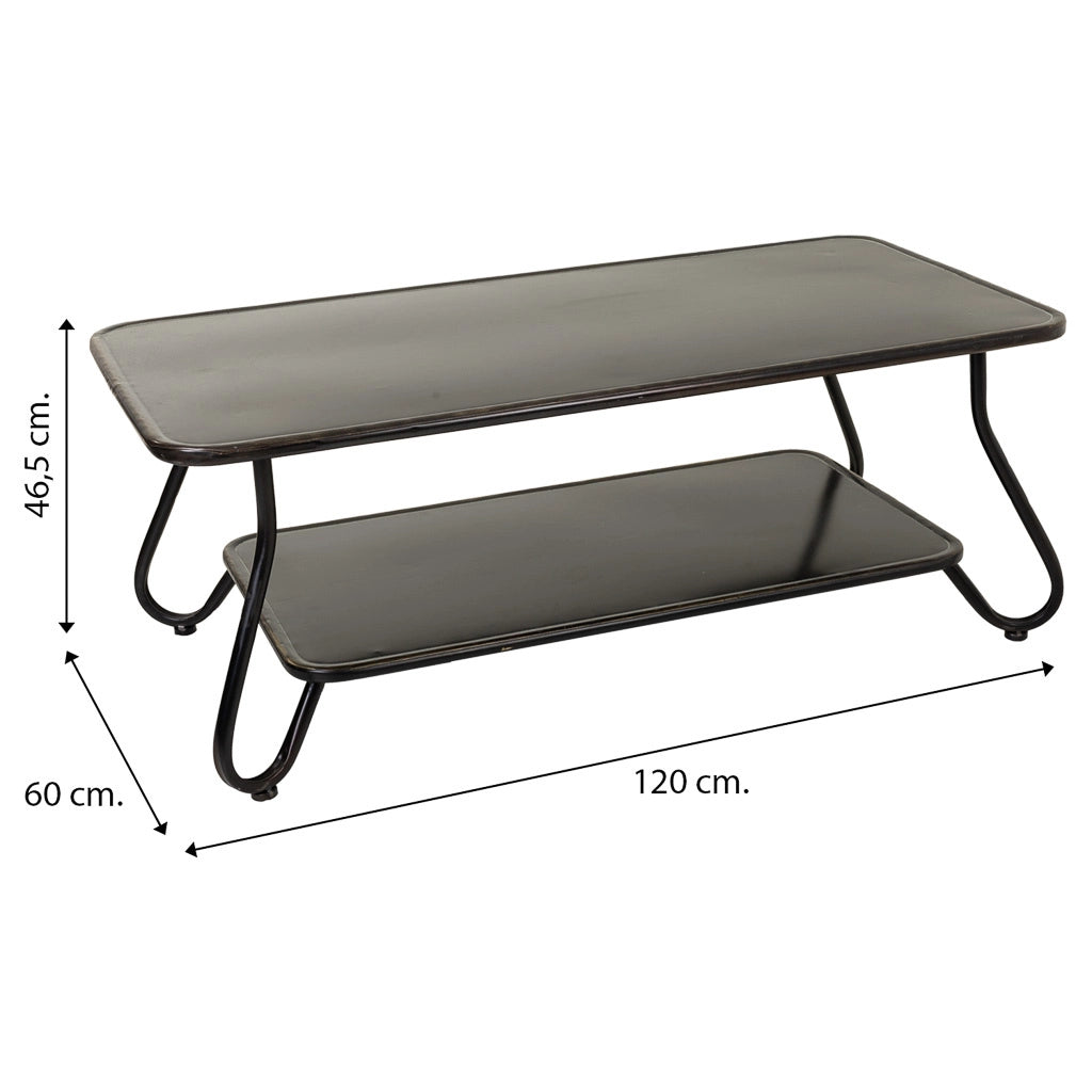Tavolino in metallo nero 120x60x46,5h
