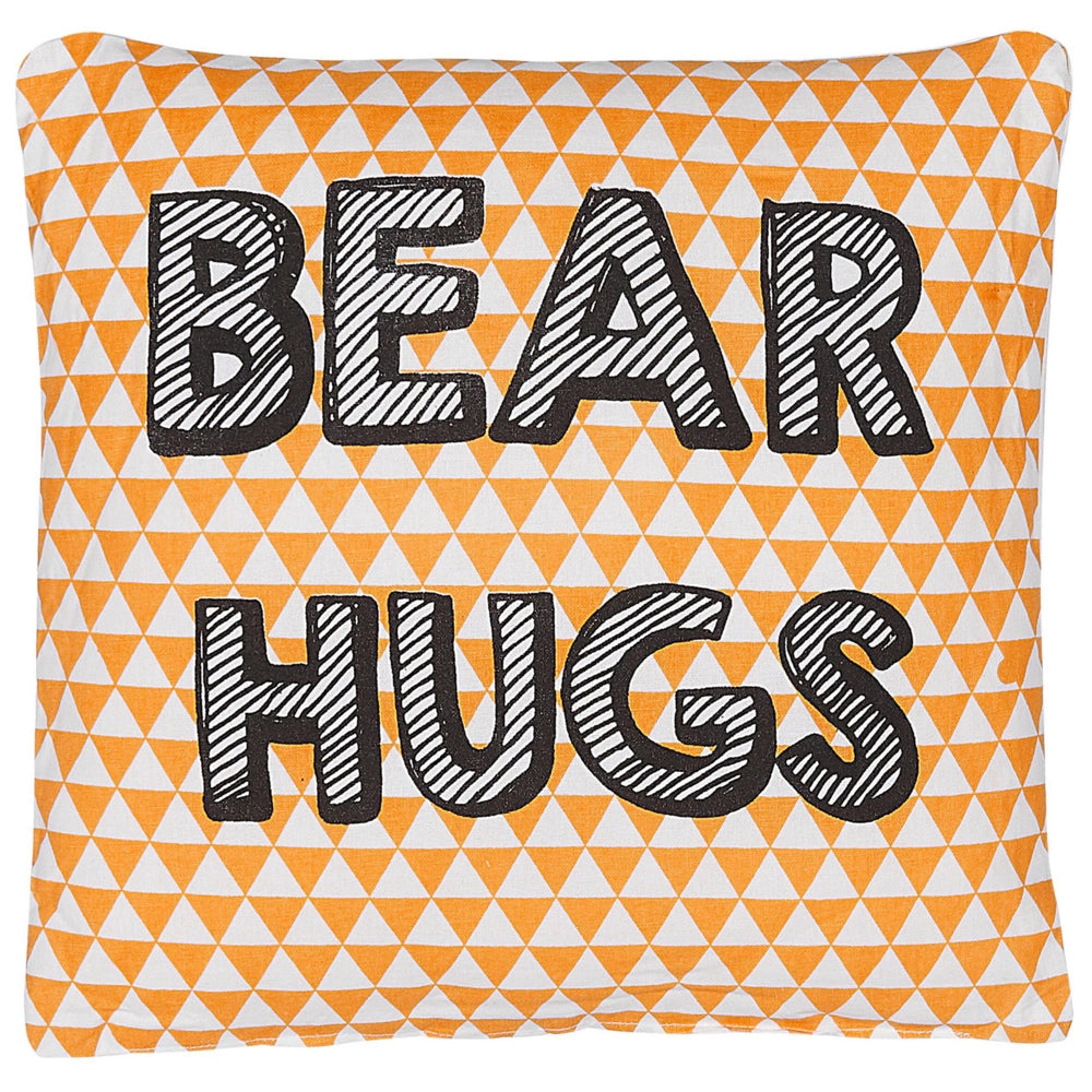 Cuscino per bambini in cotone arancione 40 x 40 cm Orso Abbracci stampa motivo a triangolo quadrato per cameretta