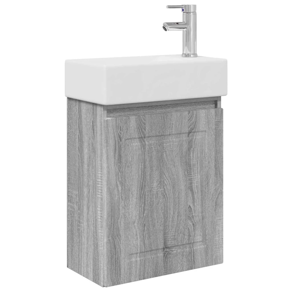 Mobile bagno con rubinetto Sonoma grigio 45,5 x 22,5 x 84 cm