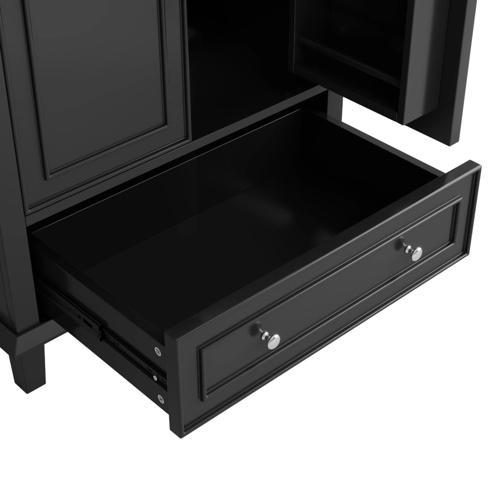 Mobile bagno con lavabo integrato 73x45x87 cm, MDF e ceramica, 2 ante e 1 cassetto, nero