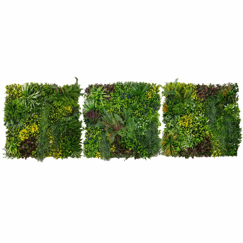 Piastrelle da Parete con Piante Artificiali 1m x 1m (3Pz) Pannello Erba Cassia per Giardino e Arredo Casa