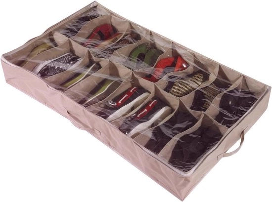 Tas di conservazione per scarpe - Riposta sotto il letto - Spazio per 16 pair di scarpe - PVC trasparente e tessuto zecca Oxford