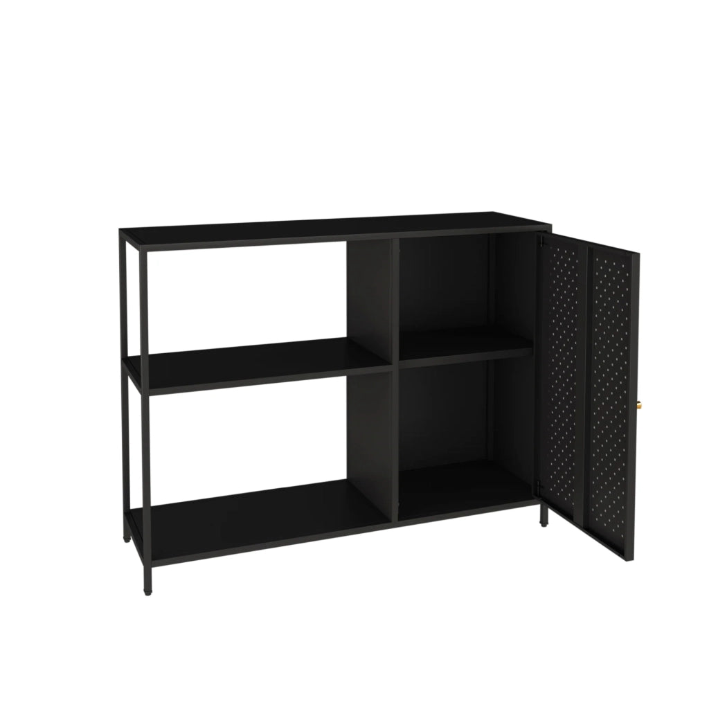 Scaffale 75 x 100 x 30 cm mobiletto portaoggetti in metallo nero opaco 03_0008919
