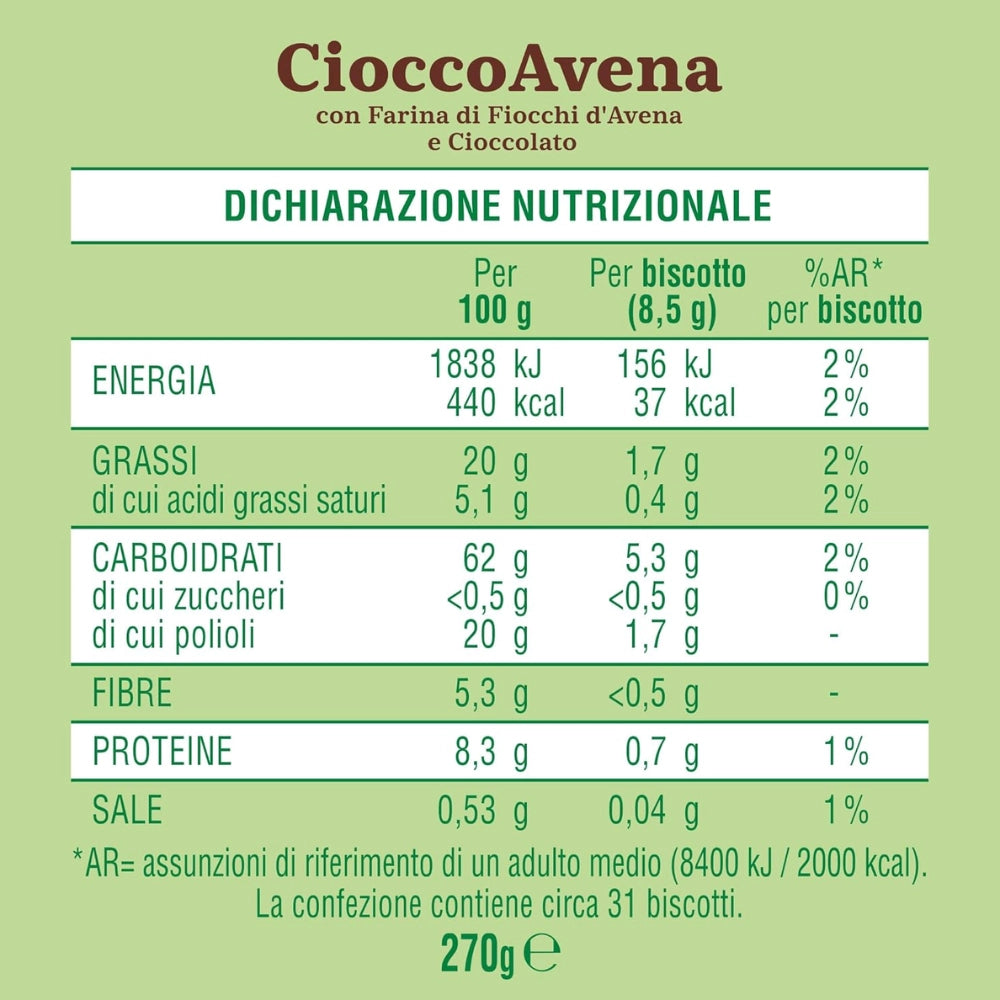 Mulino bianco cioccoavena biscotti frollini confezione 270 grammi