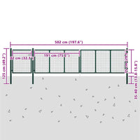 Cancello da Giardino in Acciaio 500x75 cm Verde 144316