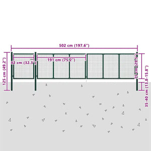 Cancello da Giardino in Acciaio 500x75 cm Verde 144316