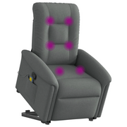 Poltrona Alzapersona Massaggi Reclinabile Grigio Scuro Tessuto 3303265
