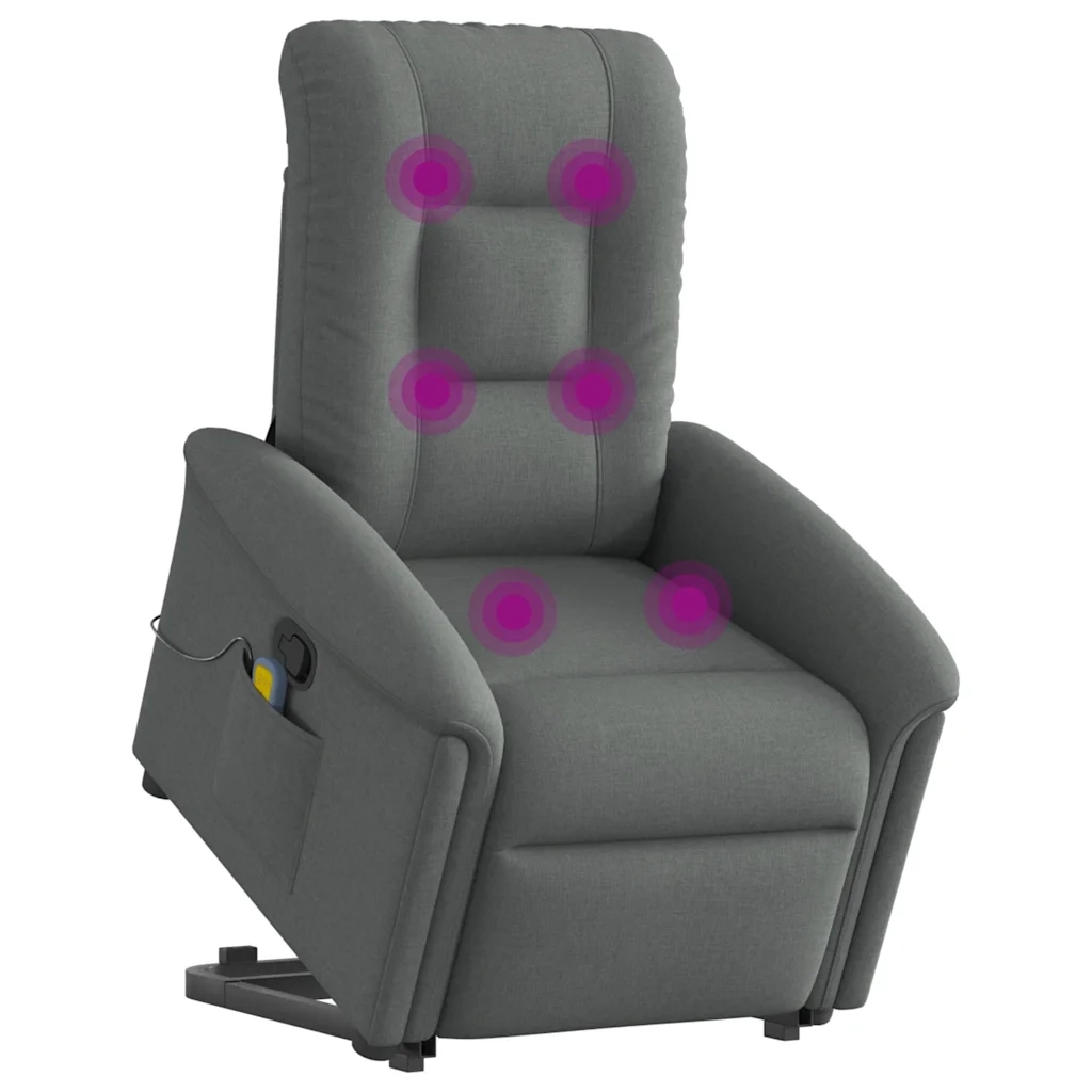 Poltrona Alzapersona Massaggi Reclinabile Grigio Scuro Tessuto 3303265