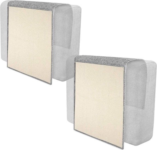 Scudo per gatti 130 x 45 cm - Protezione contro graffi e tappeto anti-graffio - Sisal e lino - Grigio chiaro