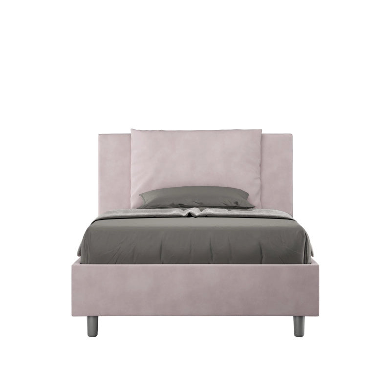 Letto imbottito Piazza e mezzo 110x210 cm Antea - Contenitore,Glicine,Microfibra
