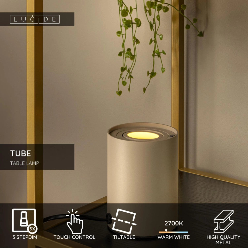 Lampada da tavolo TUBE taupe GU10 dimmerabile Lucide