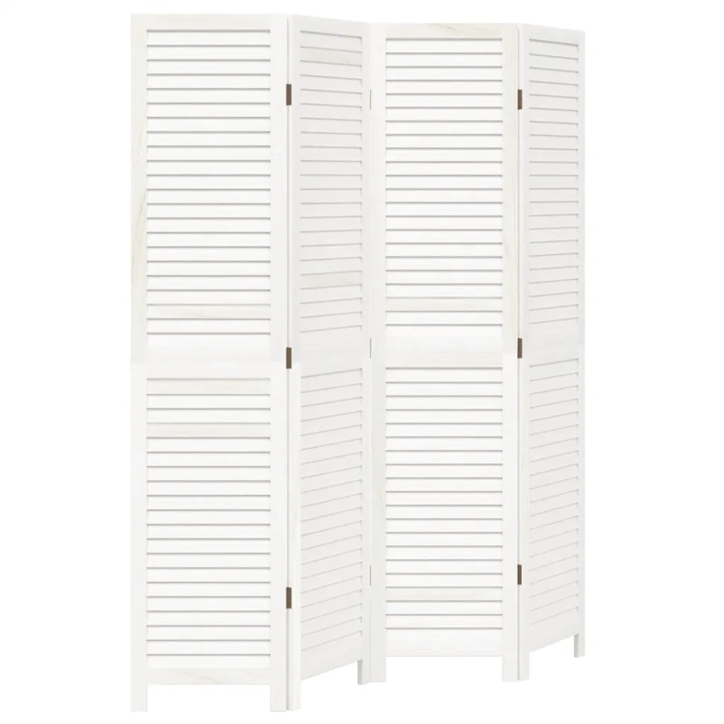 Divisorio Ambienti 4Pannelli Bianco Legno Massello di Paulownia 358834