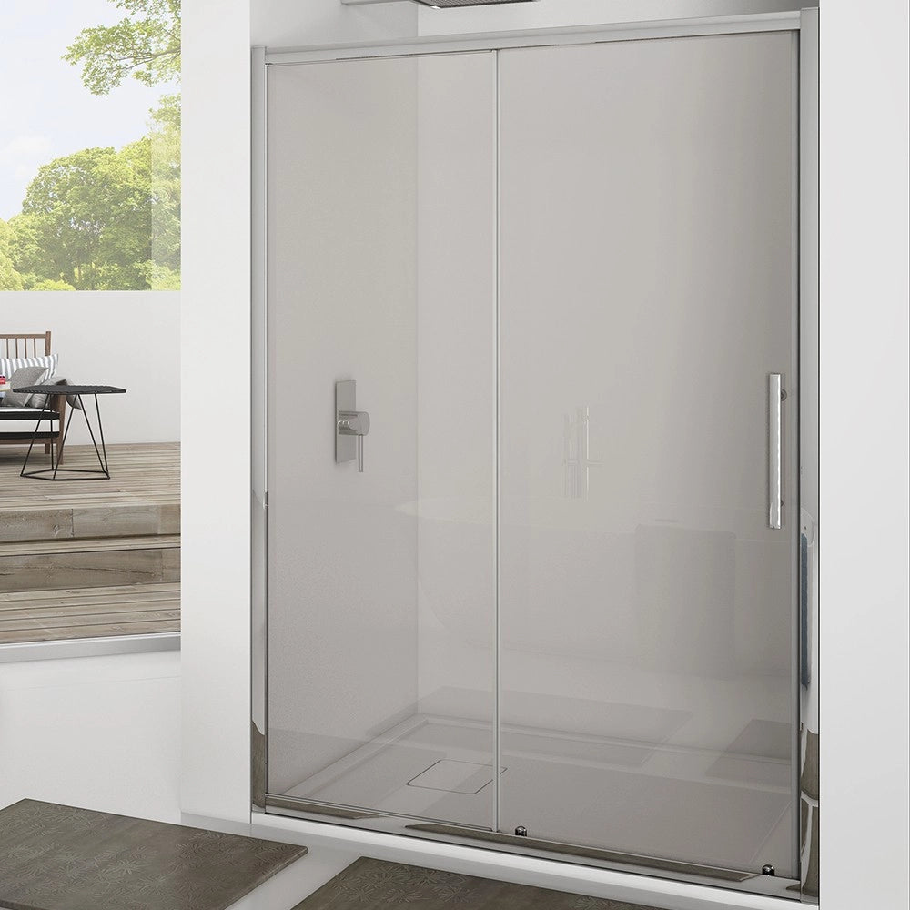Porta scorrevole new plus 97-101 cm, trasparente cromato con cerniere sganciabili