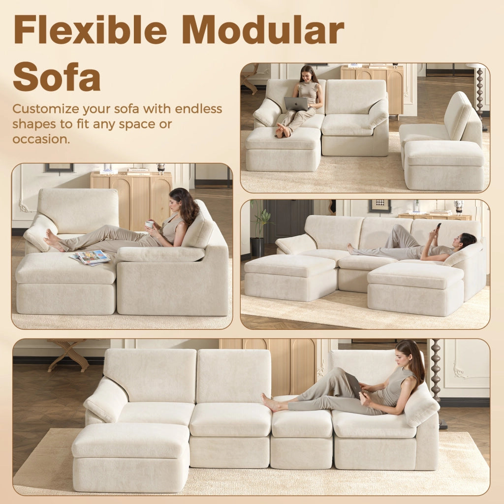 SET DIVANO MODULARE CLOUD - DIVANO A U ULTRA MORBIDO, MONTAGGIO NON RICHIESTO, BEIGE
