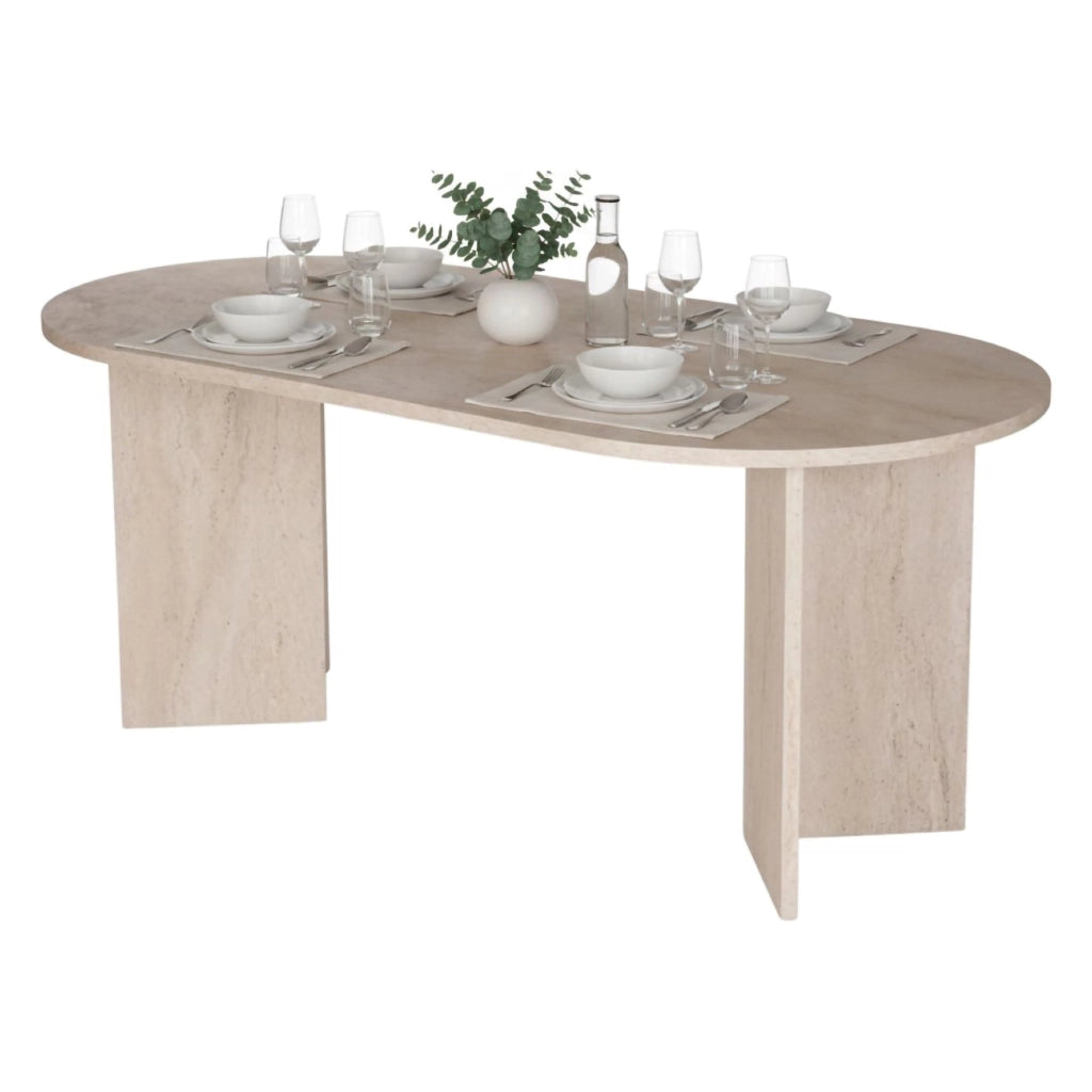 Monterano, Tavolo Fisso 6 Posti, 180x89.5x75h cm Bianco Marmo