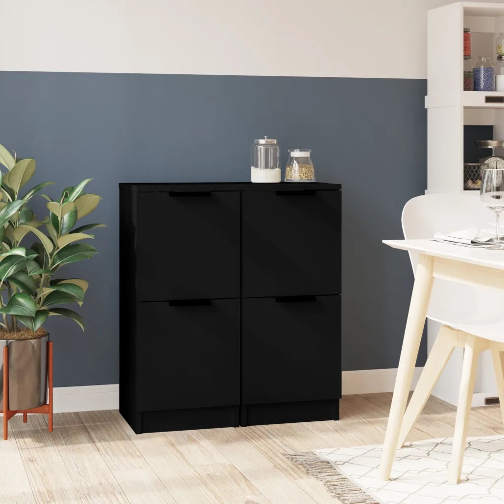 Credenze 2 pz | Madia | Buffet da pranzo | Armadio da pranzo Nere 30x30x70 cm in Legno Multistrato