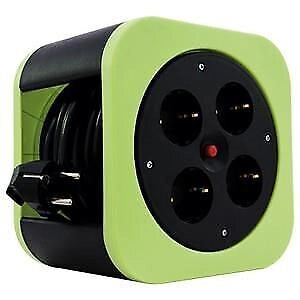 REV 0010012400 prolunghe e multiple 10 m 4 presa(e) AC Interno Nero, Verde