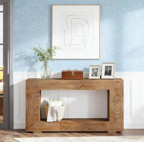 Tavolo consolle rustico marrone in legno con piano da 120 cm