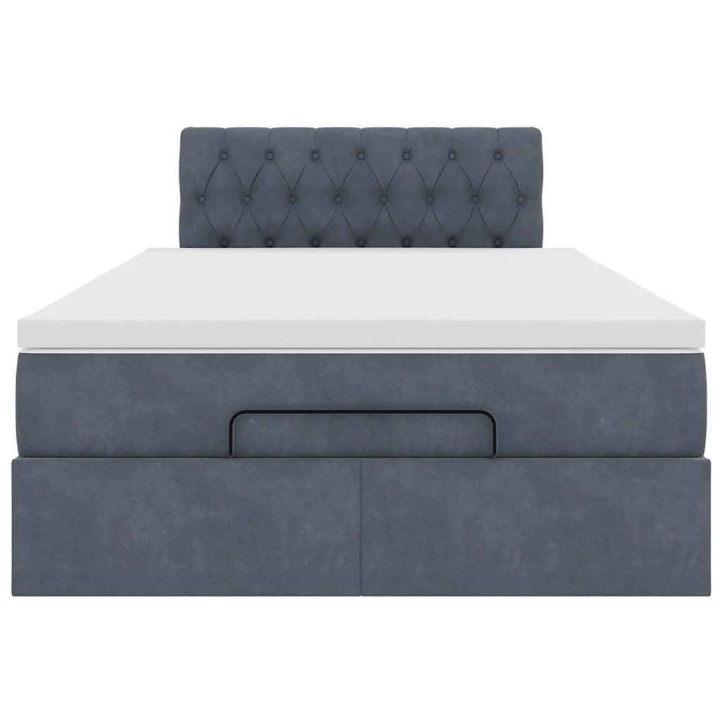 Pouf Letto con Materasso e LED Grigio Scuro 120x190cm Velluto 3312681