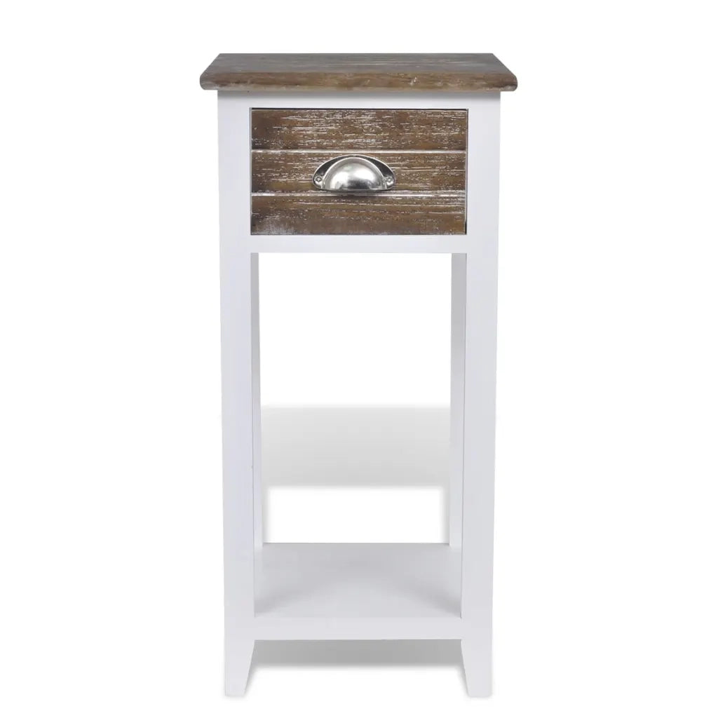 Comodino con 1 Cassetto Marrone e Bianco  cod mxl 30706