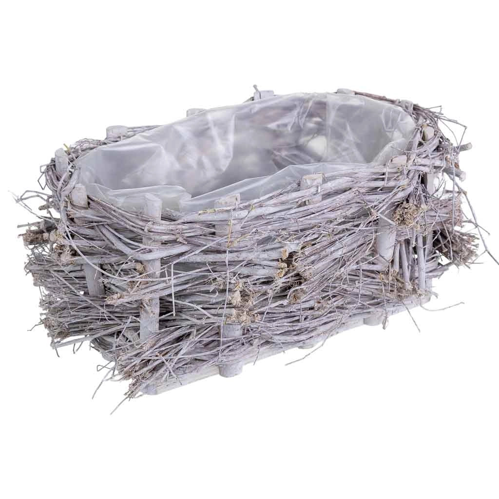Cesto rettangolare in vimini grigio 25x16x12h cm
