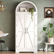 Vetrina ad arco con ripiani regolabili in MDF bianco