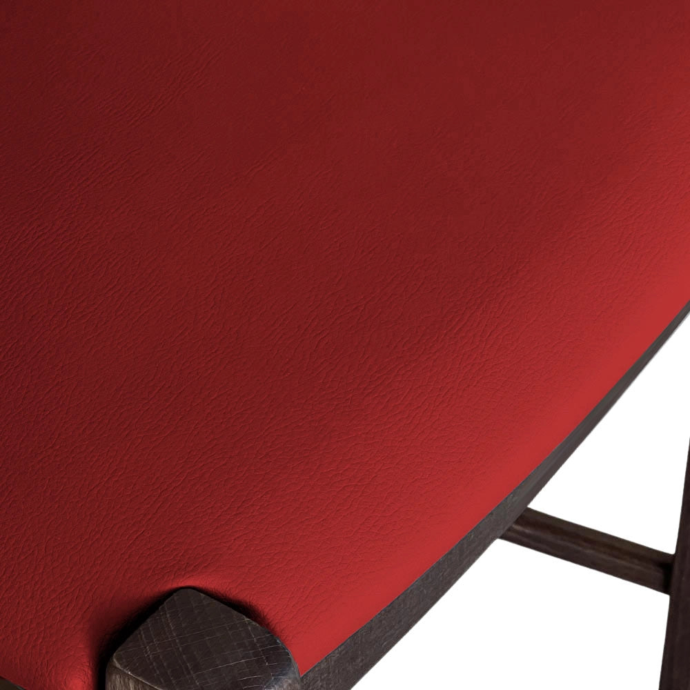 Sgabello Venezia in legno noce scuro h 73 cm con seduta in similpelle rosso