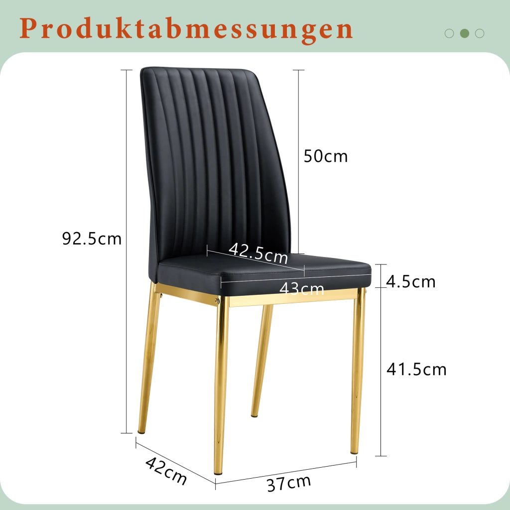 SEDIA Set da 4 pezzi 80x50x46,5 cm PU Nero/Oro