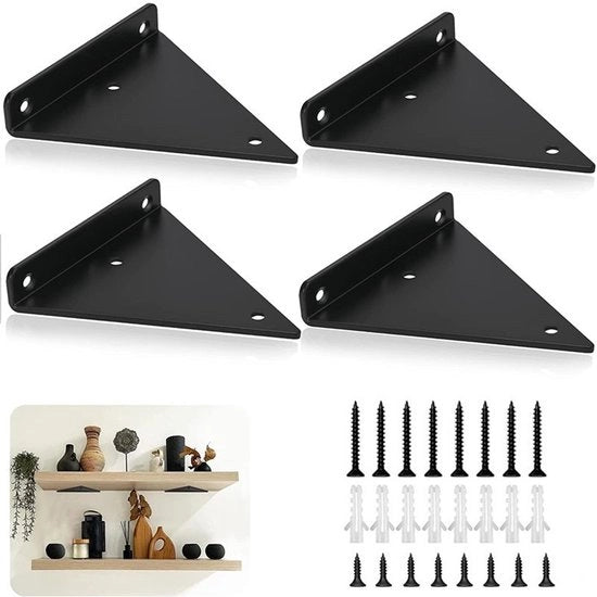 Set di sostegni neri a 4 pezzi da 130 x 170 mm per supporti nascosti di pannelli di legno flottante - viti incluse