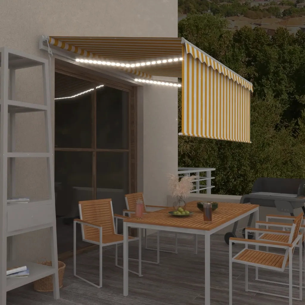 Tenda Automatica con LED Sensore Vento 3x2,5 m Giallo Bianco 3069273