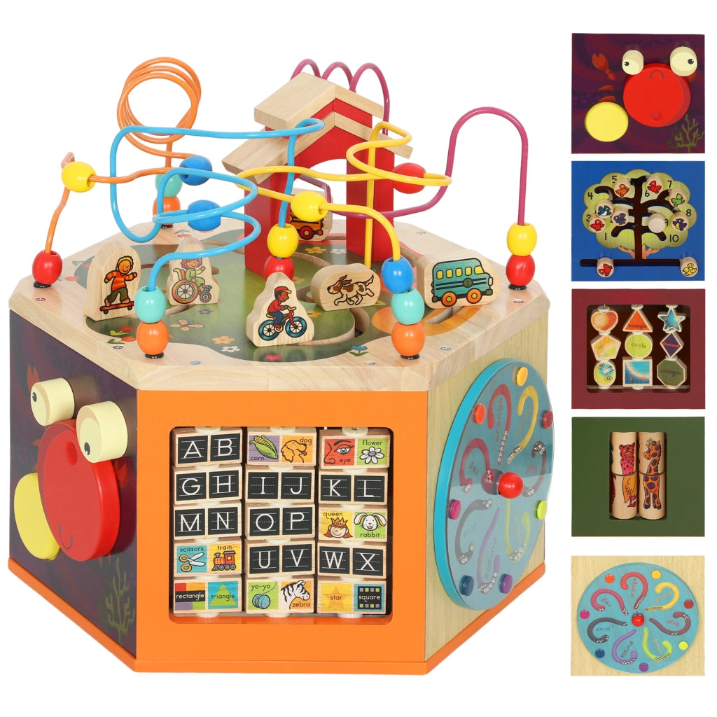 Cubo attivit¨¤ 8 in 1 con labirinto perle e pista motricit¨¤ ¨C zephmum ¨C 41.5x37.5x37.5 cm multicolore