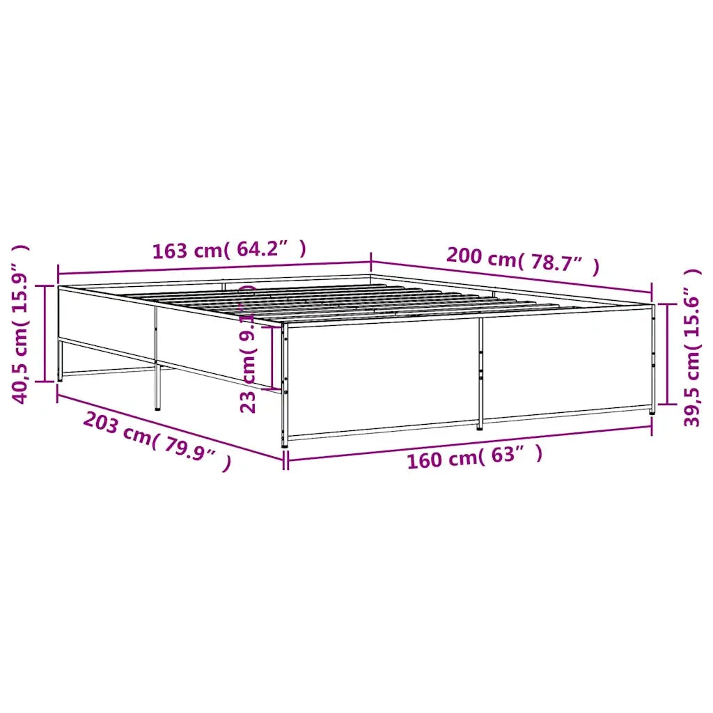 Giroletto Grigio Sonoma 160x200 cm in Legno Multistrato Metallo 3279880