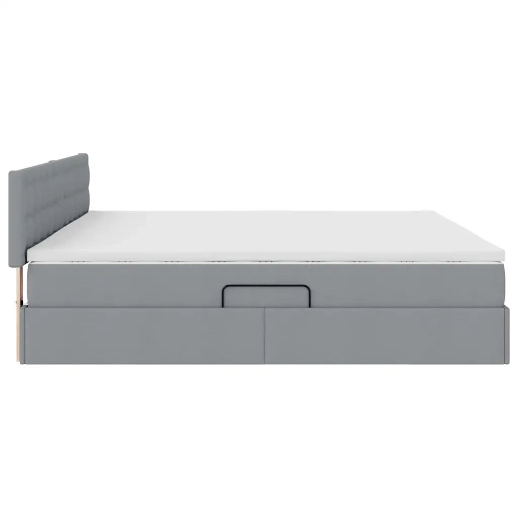 Letto con contenitore e materasso Grigio chiaro 200 x 200 cm