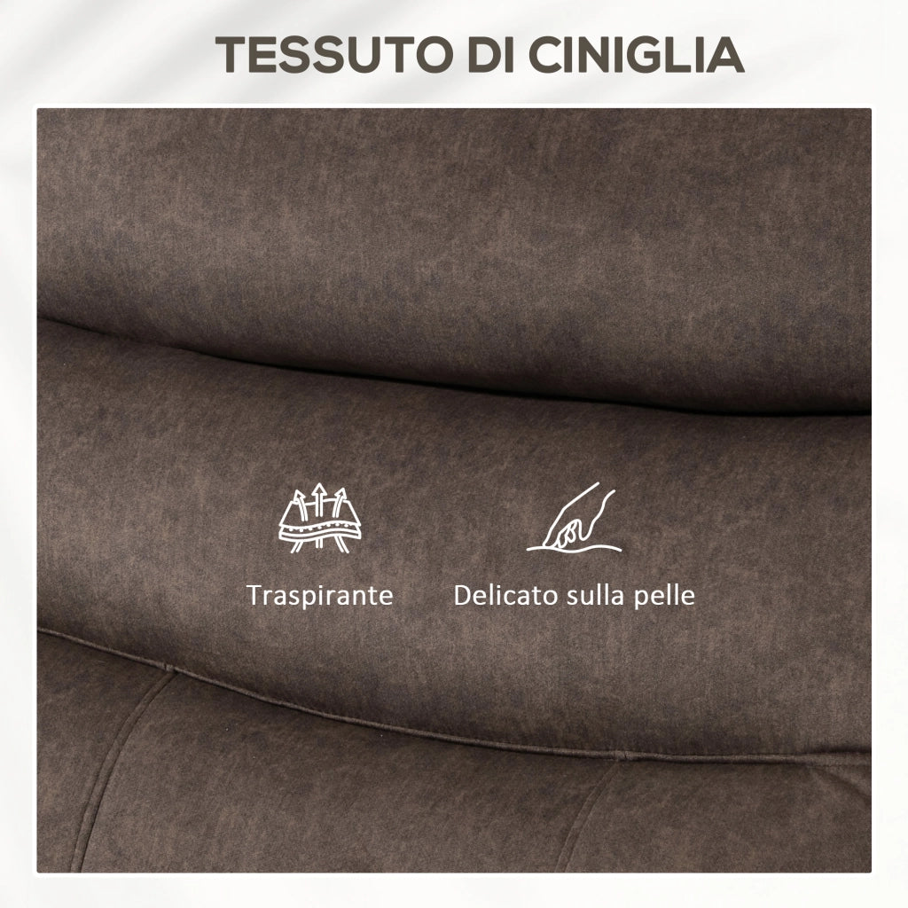 Poltrona Alzapersona Reclinabile Massaggiante e Riscaldante 93x101x102 cm in Tessuto Effetto Velluto Marrone Scuro