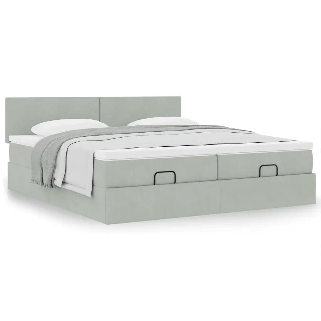 Struttura Letto Pouf con Materassi 160x200 cm in Velluto 3312050