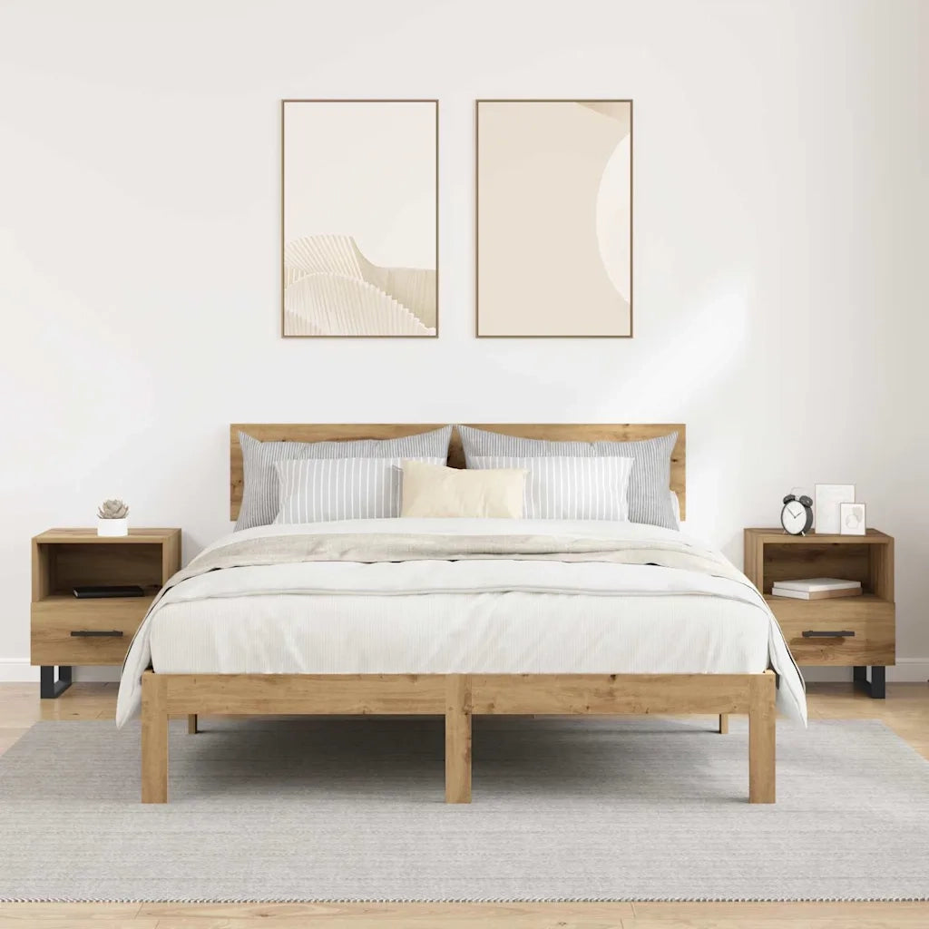 Armadio da Notte 2 pcs Rovere artigianale 40 x 35 x 47,5 cm