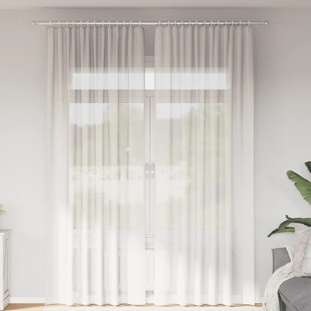 vidaXL Tende in Voile con Tasche per Aste 2 pz Bianco