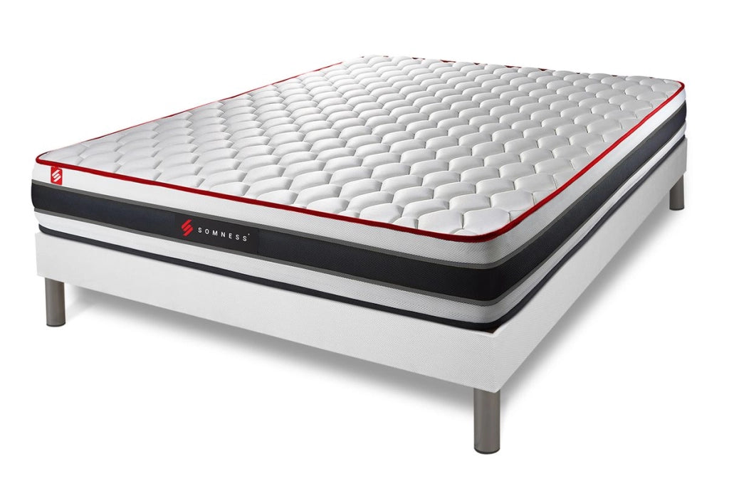 Pacchetto letto completo - Materasso 160x200cm + Box spring con doghe (kit) + 2 cuscini + Piumone - Energy