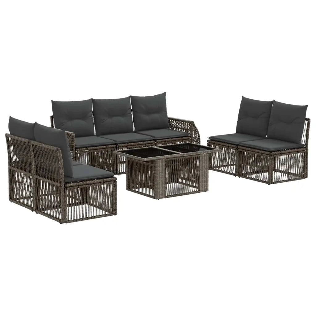 Set Divano da Giardino 8 pz Grigio e Grigio Scuro polyrattan 3436928