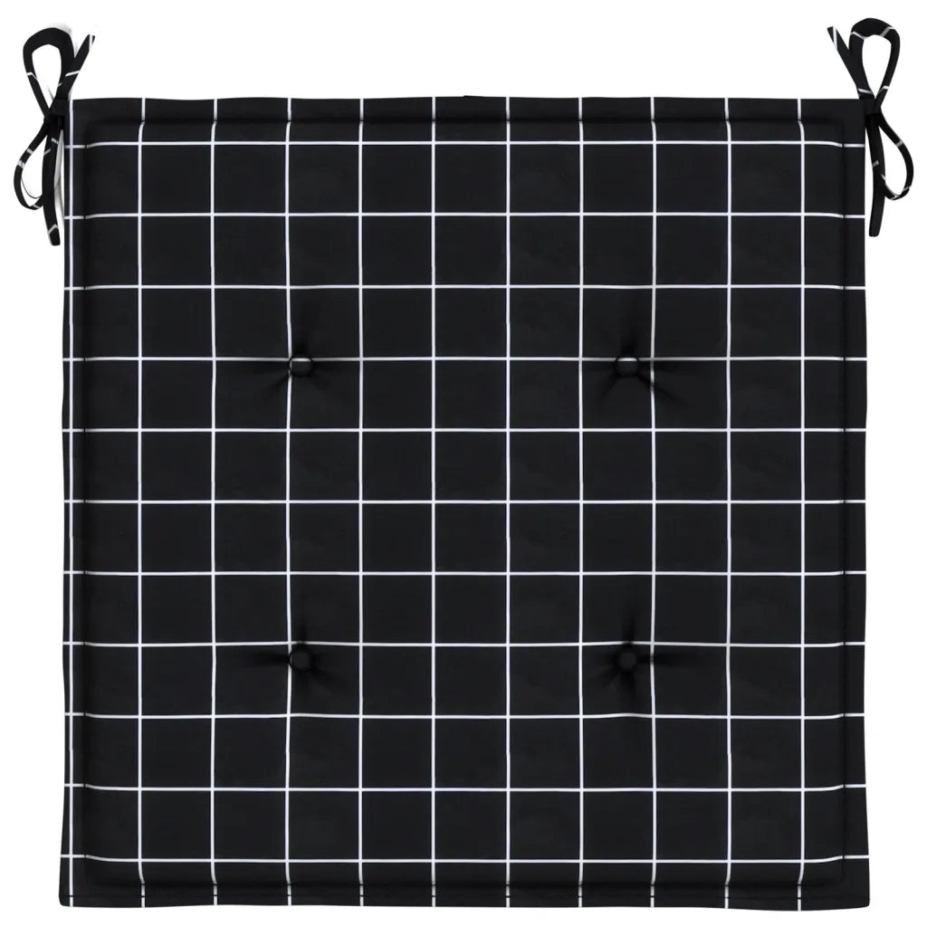 vidaXL Cuscini per Sedia 6 pz Motivo a Quadri Nero 50x50x3cm Tessuto