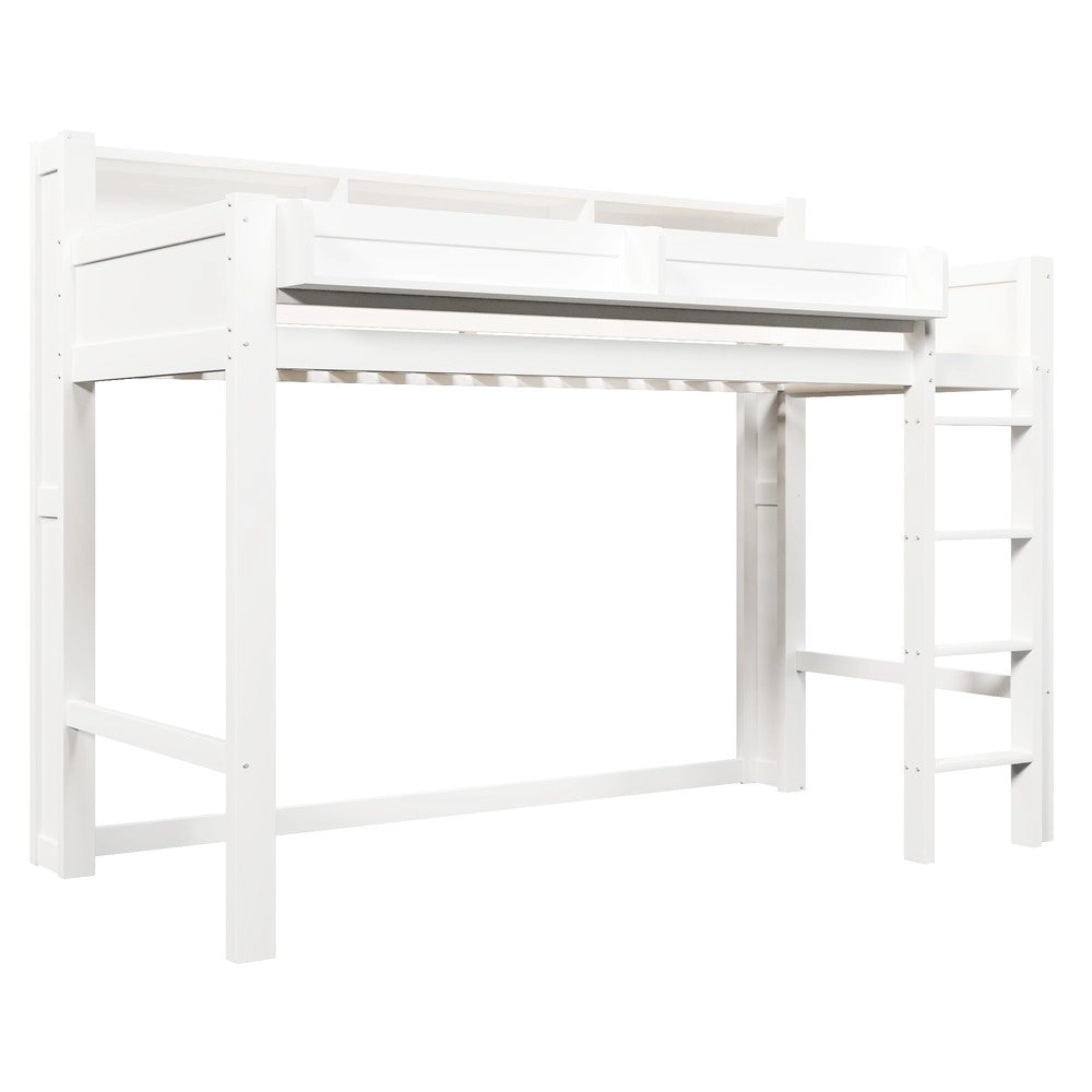 Letto a Soppalco in Legno con LED e USB ¨C MINIMAL ¨C Bianco 90x200