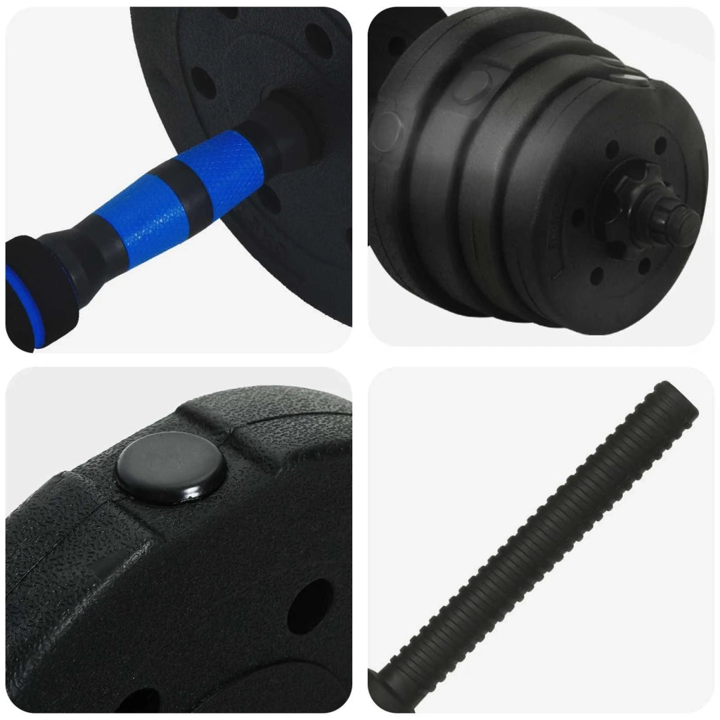 Set di Manubri 2-in-1 40kg Nero e Blu Cemento e sabbia di ferro