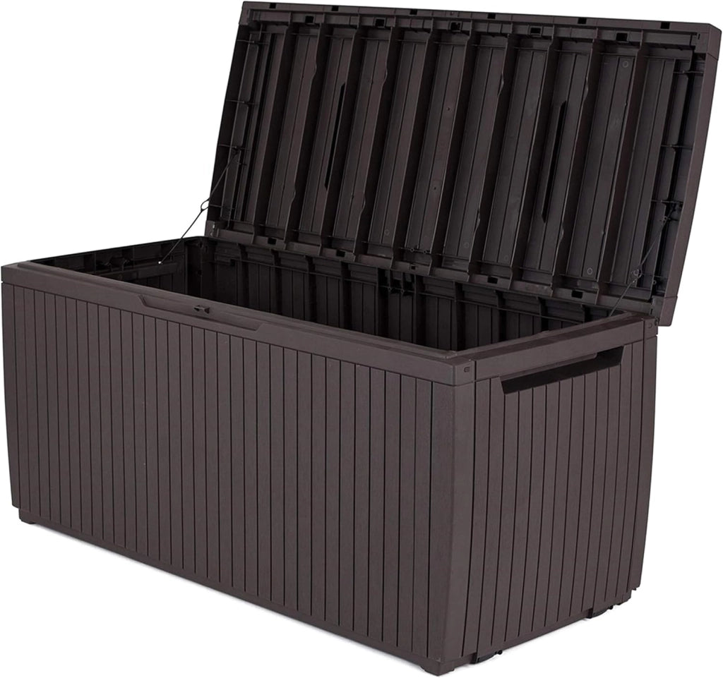 Cassapanca da Giardino Springwood 305 Litri in Resina Effetto Legno Colore Brown Lucchettabile e Utilizzabile come Seduta Keter