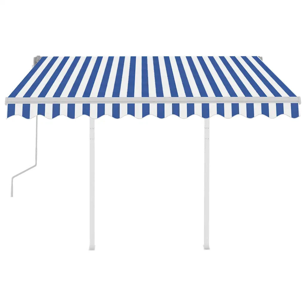 Tenda da Sole Retrattile Manuale con Pali 3x2,5 m Blu e Bianca 3069896