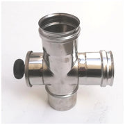 Raccordo a t da 100mm in acciaio inox croce con ispezione 5 decimi aisi 304