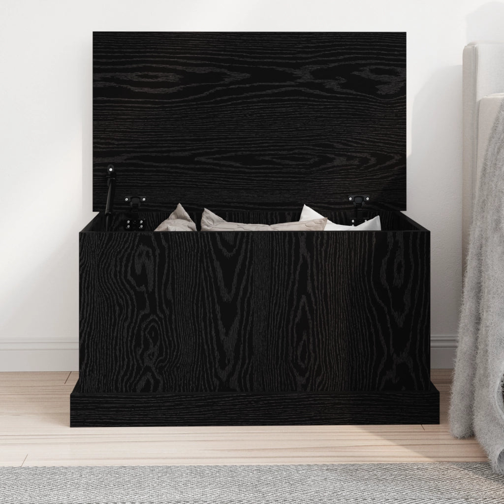 Box di Stoccaggio  Nero Rovere 70x40x38 cm Legno Ingegnerizzato