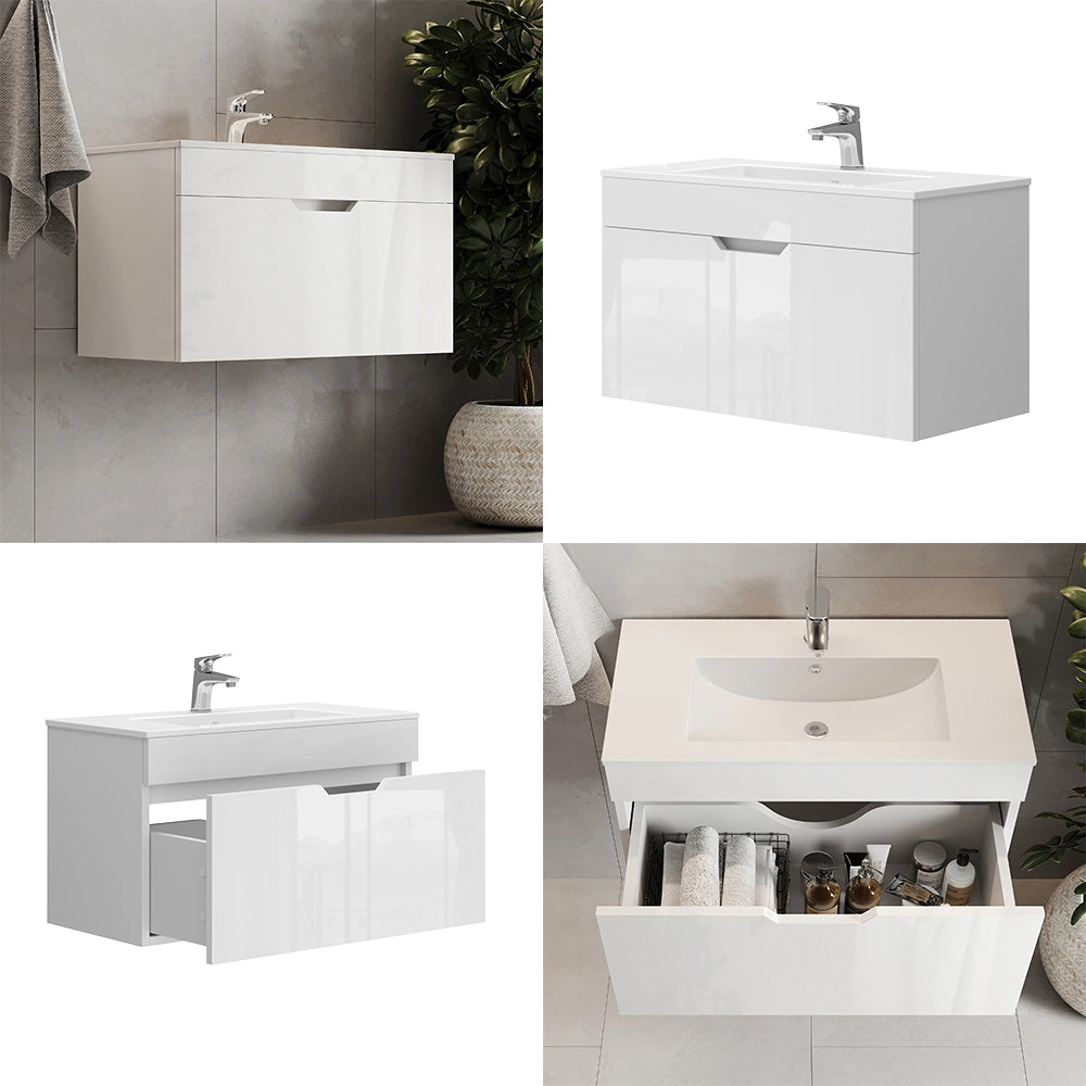 Vicco Set di mobili da bagno Bianco 2 parti, mobile base 80 cm
