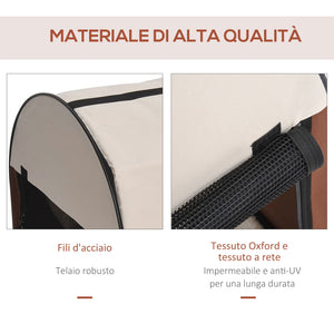 Trasportino per Cani e Gatti Pieghevole Caffè 61x46x51 cm