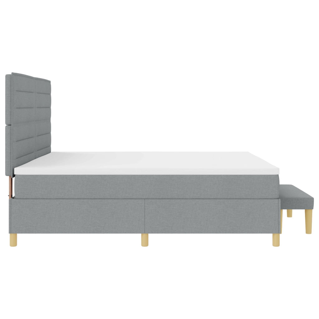 Letto a Molle  con Materasso e Panchina Grigio Chiaro 200x200 cm Tessuto